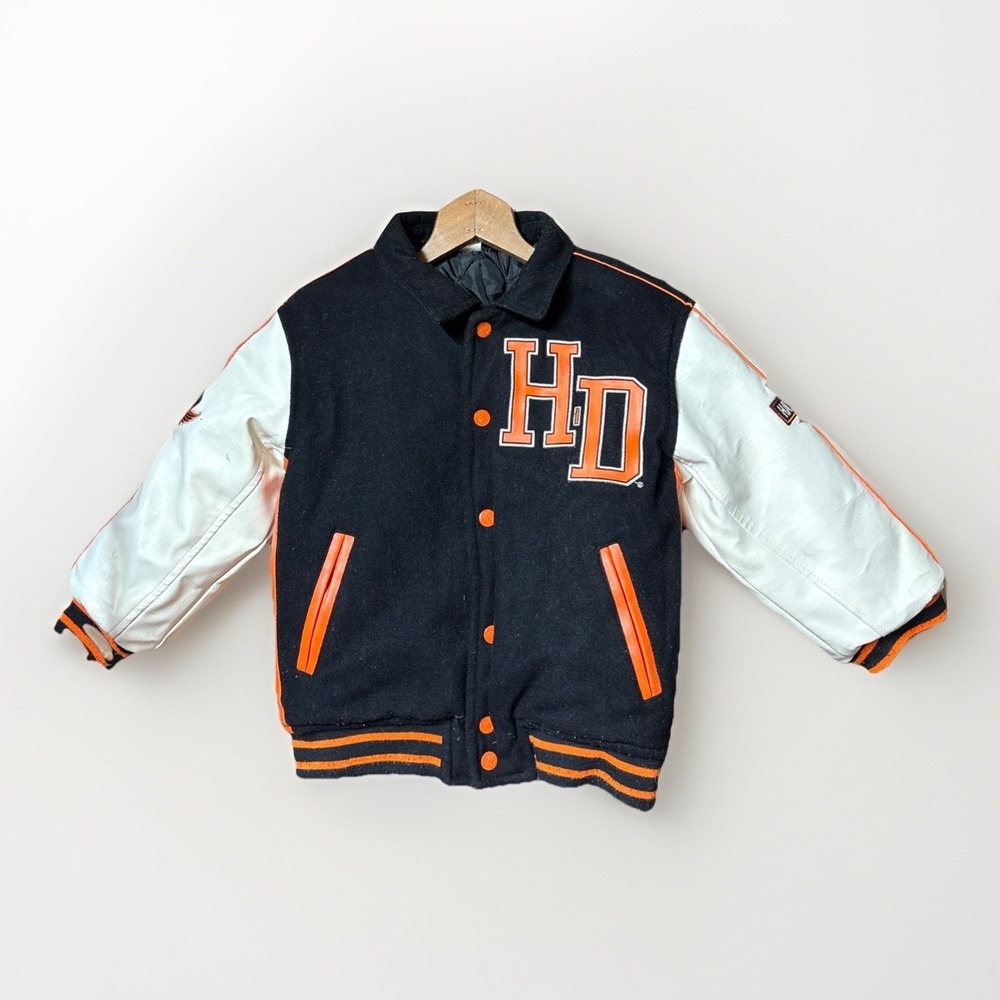 Youth Harley Davidson Varsity Letterman Jacket Marked Size 7 **See Description**